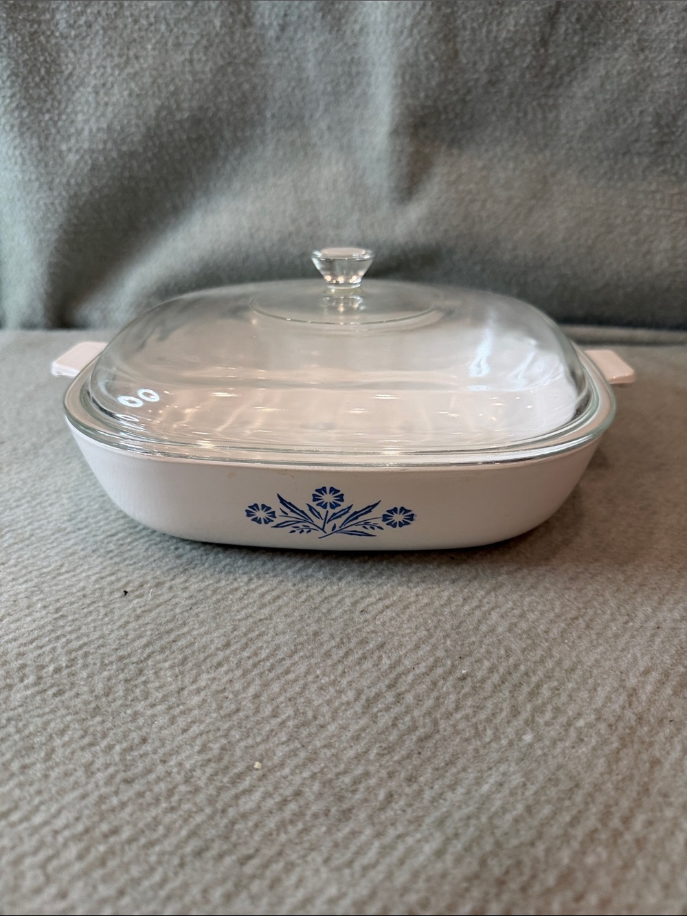 10” Vintage Corningware White Baking Dish with Blue Logo Marking